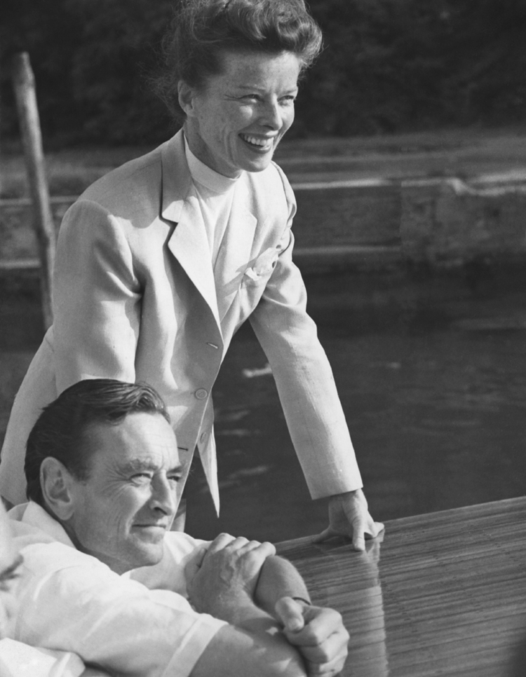 David Lean and Katharine Hepburn during a relaxed moment on set. 
