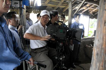 North Korean filmmakers at work